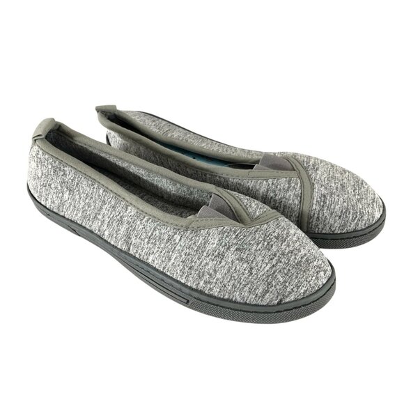 Power Rich Womens Slippers Fabric Soft House Shoes Heathered Gray 9-10 - Picture 1 of 6